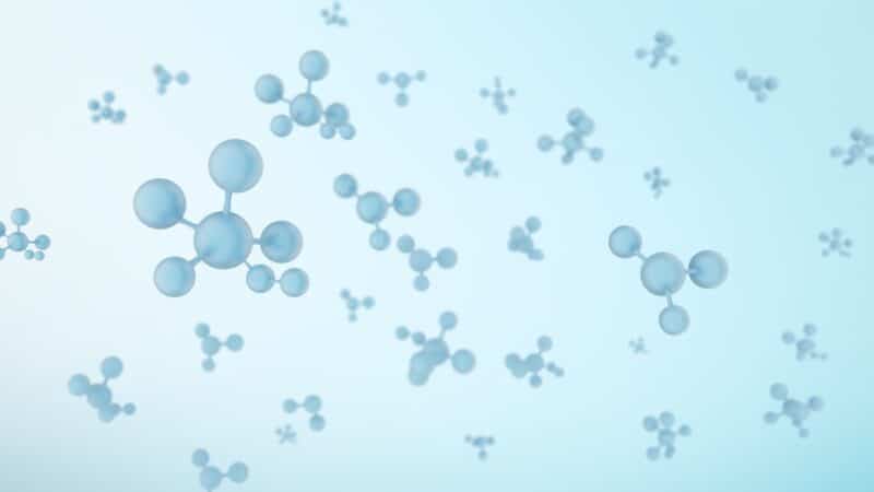 Molecules or atom isolated on blue background